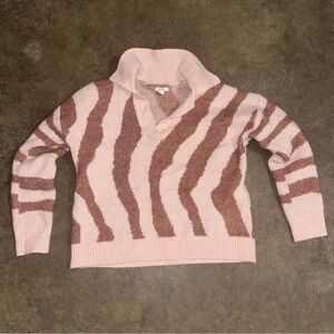 Nine West Crème and Brown Cowl Neck Sweater